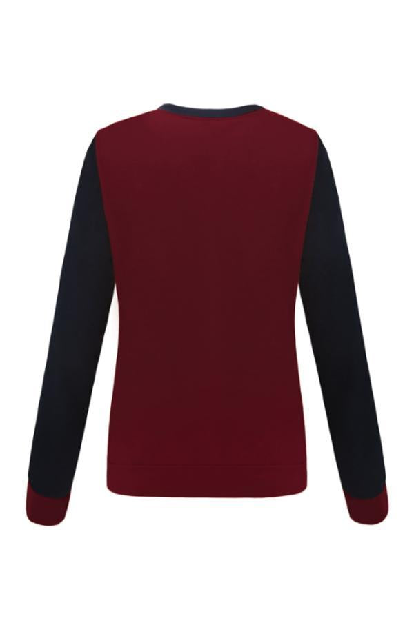 Round  Neck  Patchwork  Basic  Sweatshirts