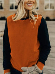 Round  Neck  Patchwork  Basic  Sweatshirts