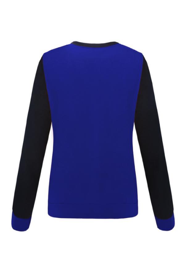 Round  Neck  Patchwork  Basic  Sweatshirts
