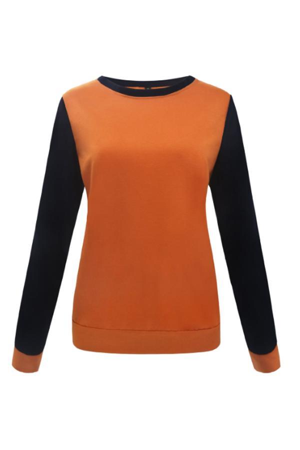Round  Neck  Patchwork  Basic  Sweatshirts