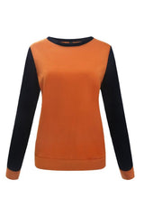 Round  Neck  Patchwork  Basic  Sweatshirts