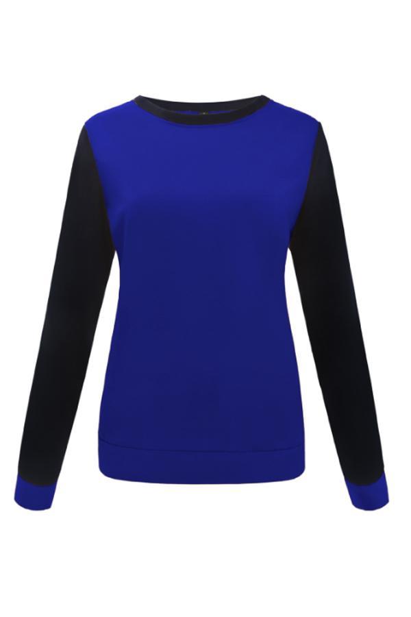 Round  Neck  Patchwork  Basic  Sweatshirts