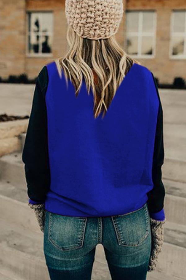 Round  Neck  Patchwork  Basic  Sweatshirts