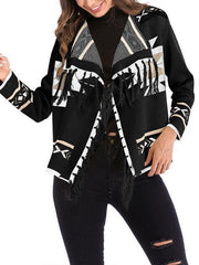 Bohemian Printed Long Sleeve Tassels Casual Cardigans