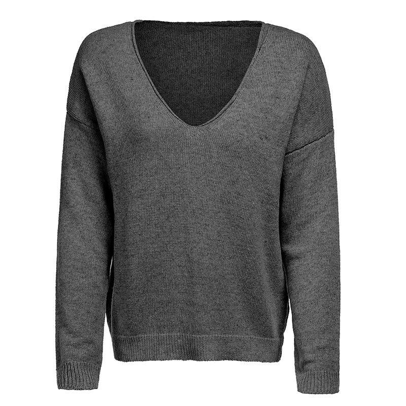 V Neck Long Sleeve Plain Knitting Fashion Sweaters