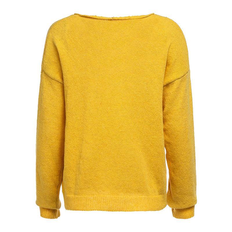 V Neck Long Sleeve Plain Knitting Fashion Sweaters