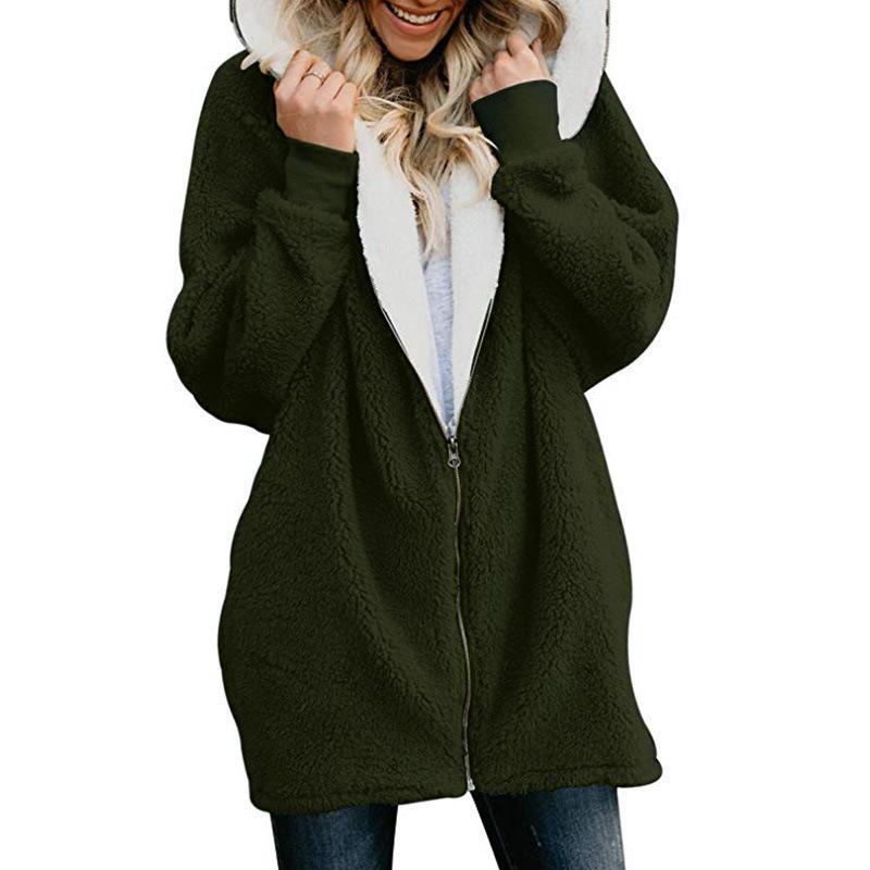 Autumn And Winter Pure Color Warm Zipper Jacket