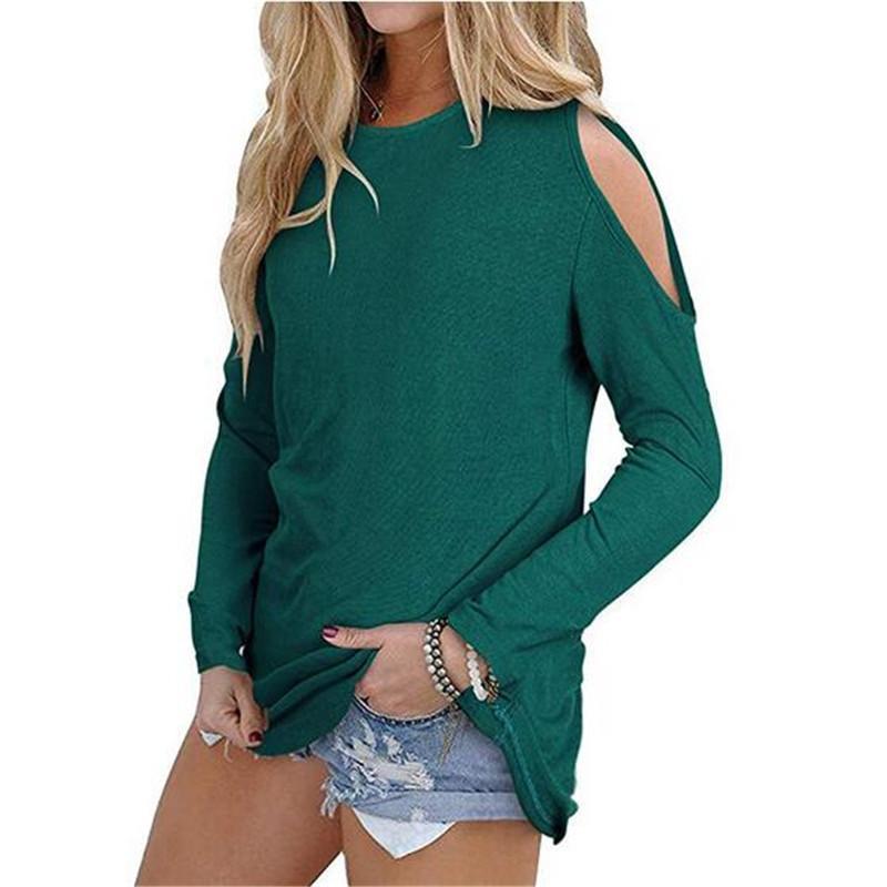 Sexy Shoulder Off Plain Multi-Color Long Sleeve Blouse