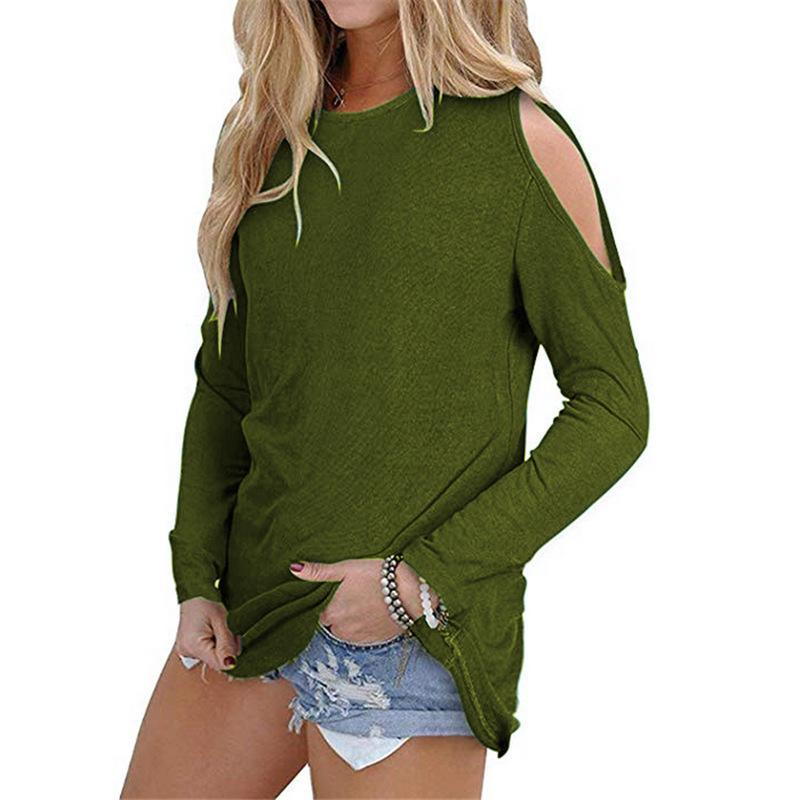 Sexy Shoulder Off Plain Multi-Color Long Sleeve Blouse