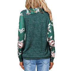 Fashion  Lapel  Floral Printed  Button Casual Blouse