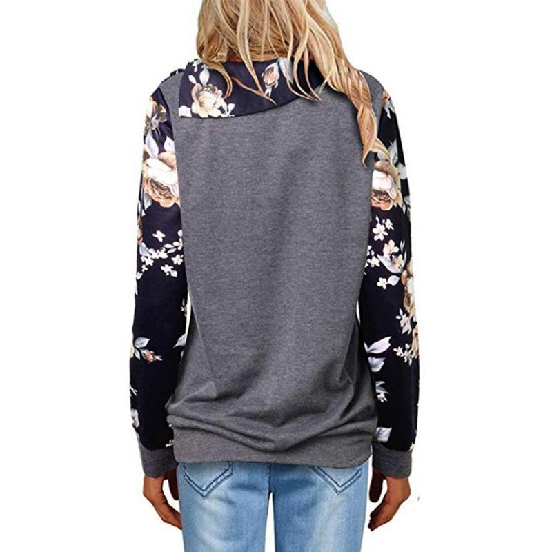 Fashion  Lapel  Floral Printed  Button Casual Blouse