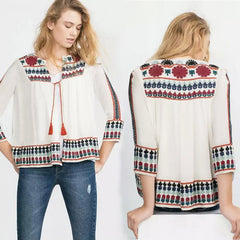 Bohemia Loose Chiffon Digital Printing Vacation Cardigan Shirt