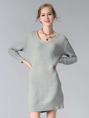 Fashion Pure Knit Long sleeve Shift Dresses