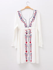 Elegant V-Neck Print Bohemia Mini Beach Dress