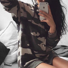 Round Neck Camouflage Printed Long Sleeve Sweatshirts