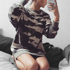Round Neck Camouflage Printed Long Sleeve Sweatshirts