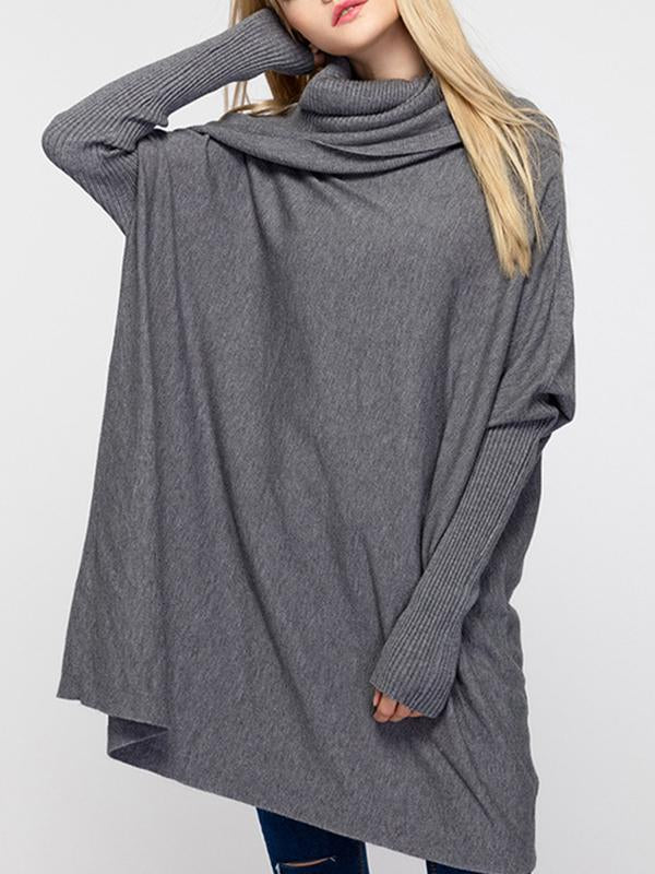 Loose High Collar Batwing Sleeve Sweater