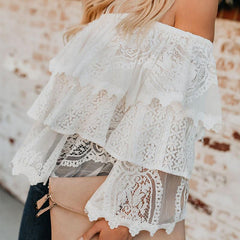 Elegant Lace Off Shoulder Blouses For Woman