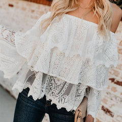 Elegant Lace Off Shoulder Blouses For Woman