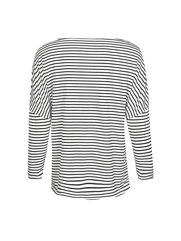 Sexy striped loose bat sleeve design Woman T-shirts