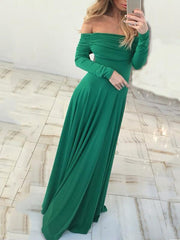 Off-the-shoulder Floor Evening Dress