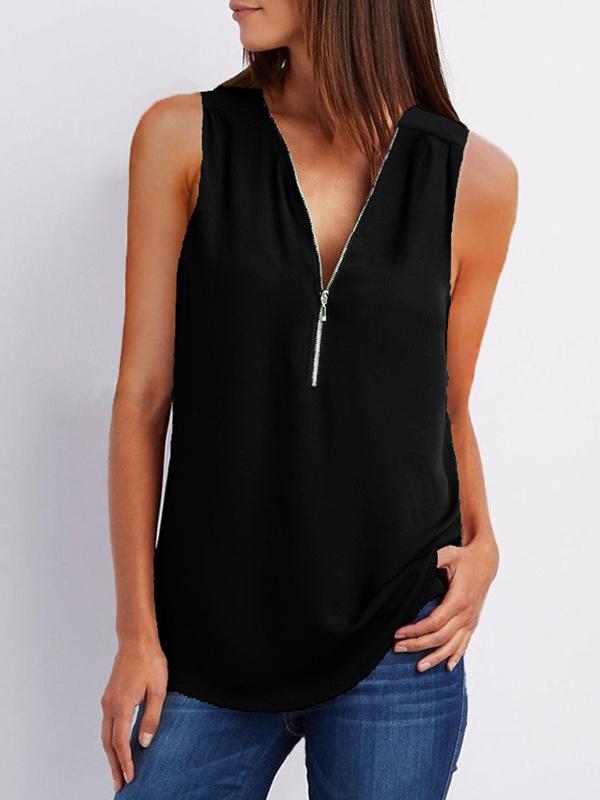 Fashion Loose Daily Chiffon Long Sleeve V Neck Vests