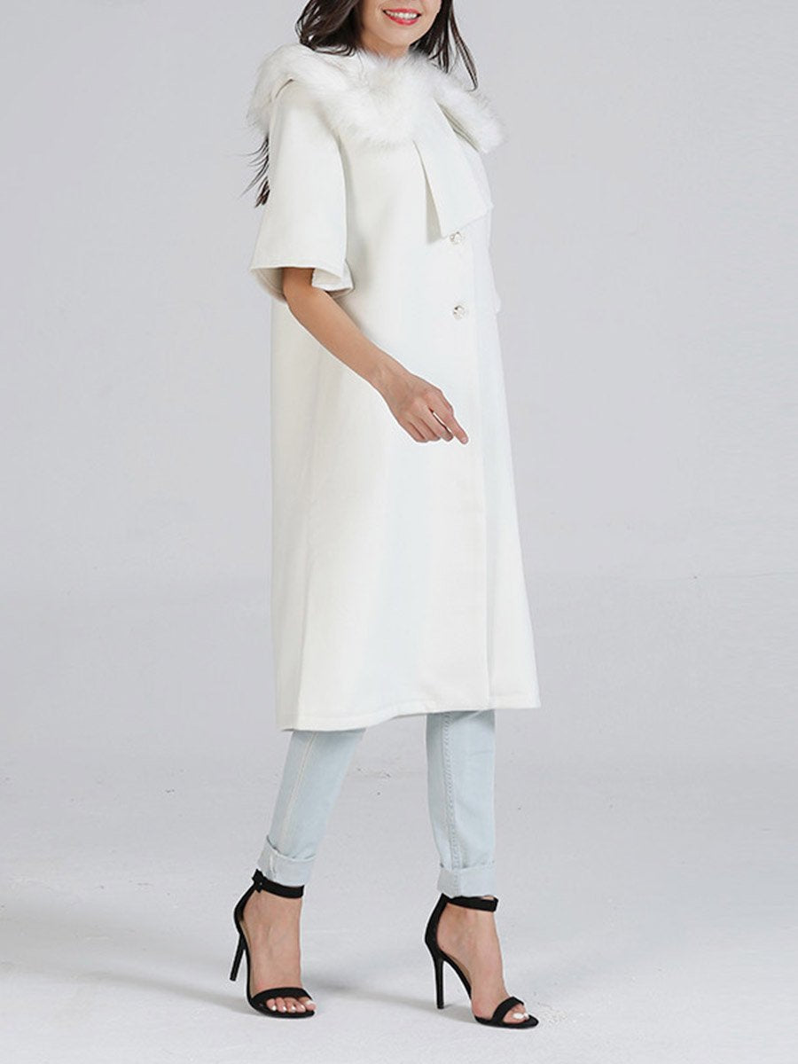 White Elegant Turtle Neck Woman Winter Coats