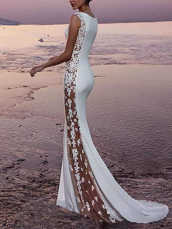 Sexy long dress floor-length fishtail  party wedding evening dress