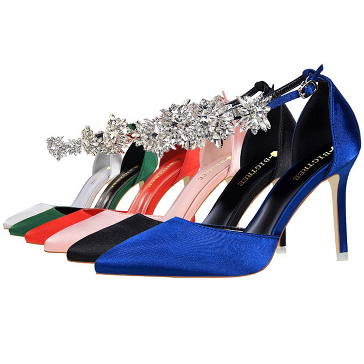 Rhinestone Appliques Stiletto Heel Wedding Shoes Woman Pumps