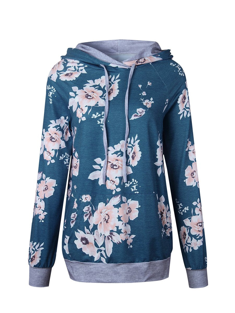 Woman Daily Grey Blossom Baseball Floral Hoodies