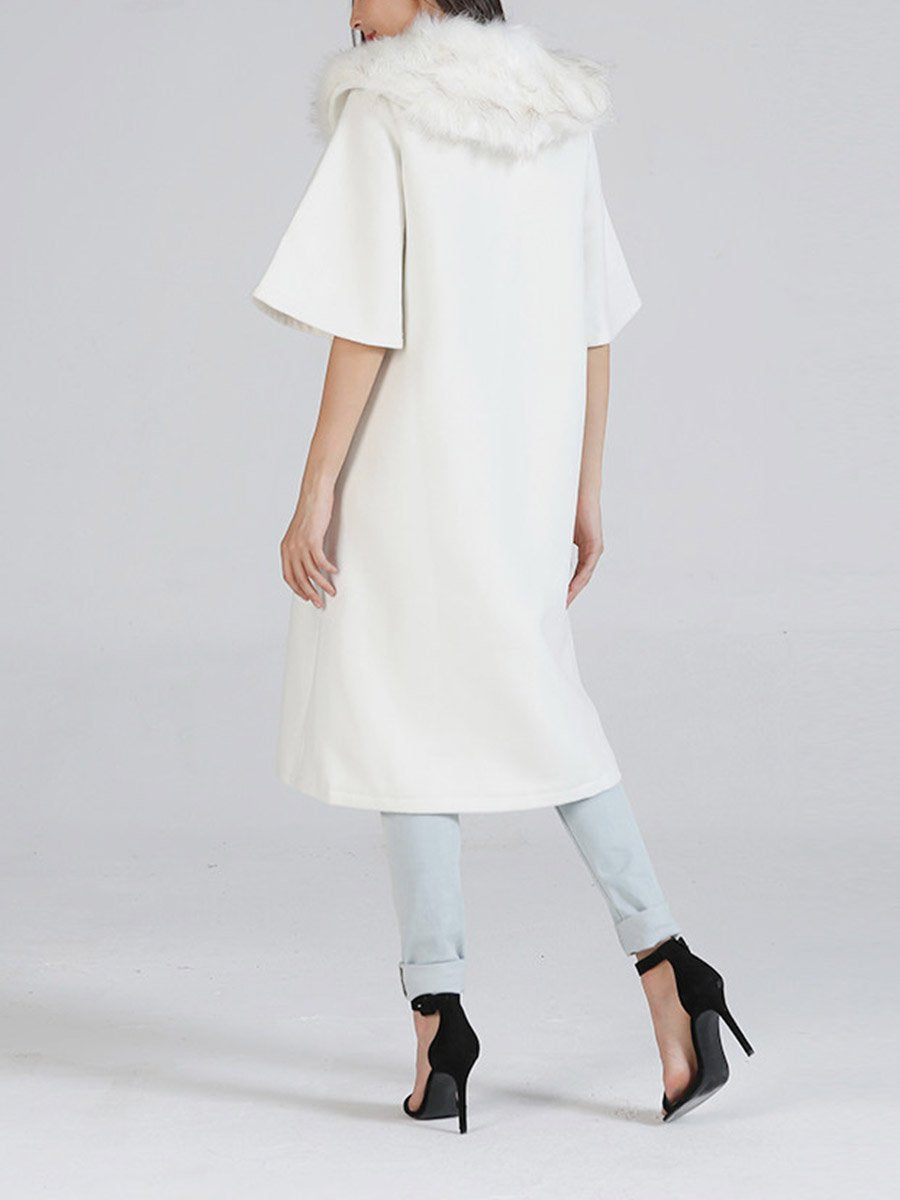 White Elegant Turtle Neck Woman Winter Coats