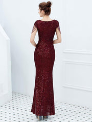 Elegant long sequined fish tail  slim long evening dresses