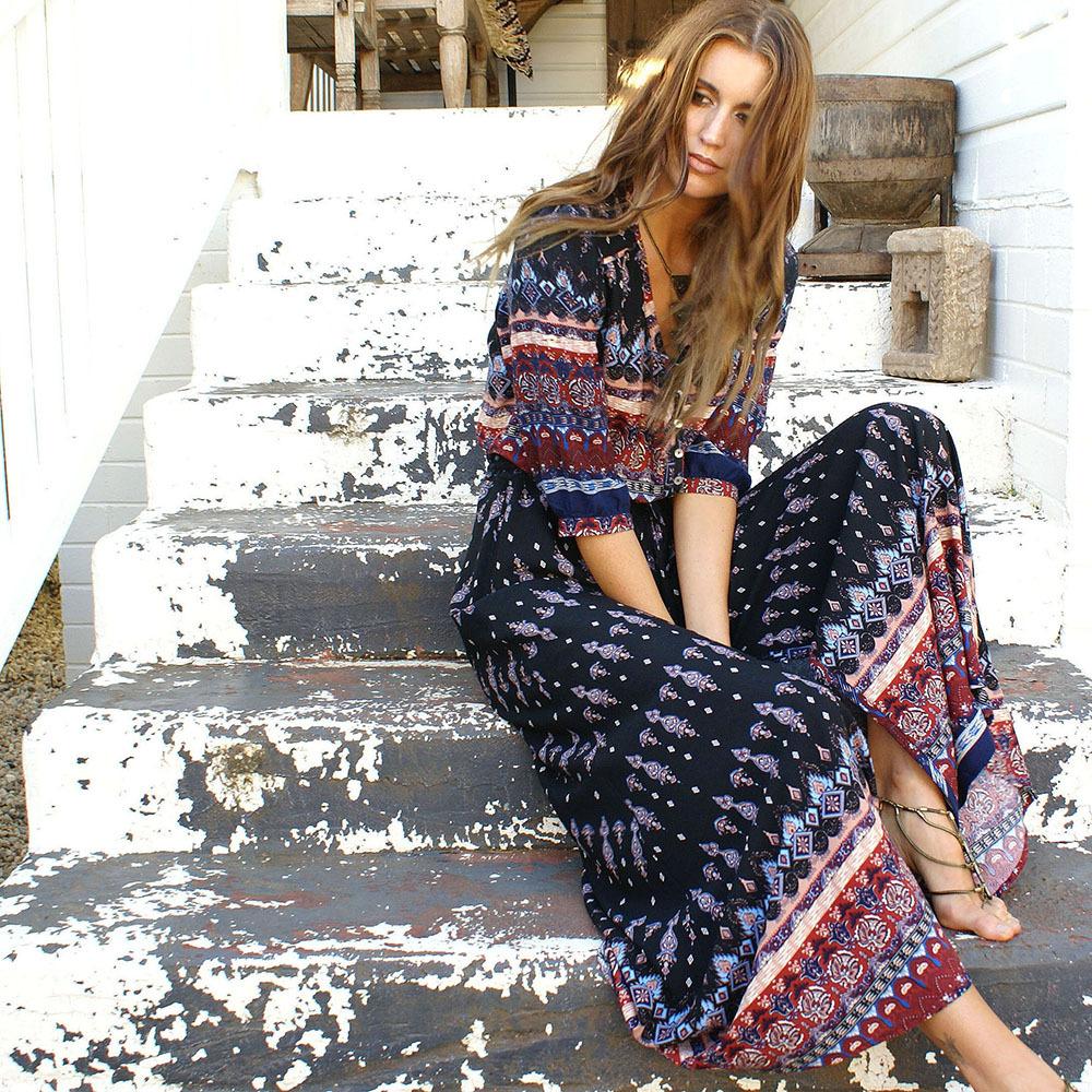 Autumn Bohemia Floral Maxi Dresses