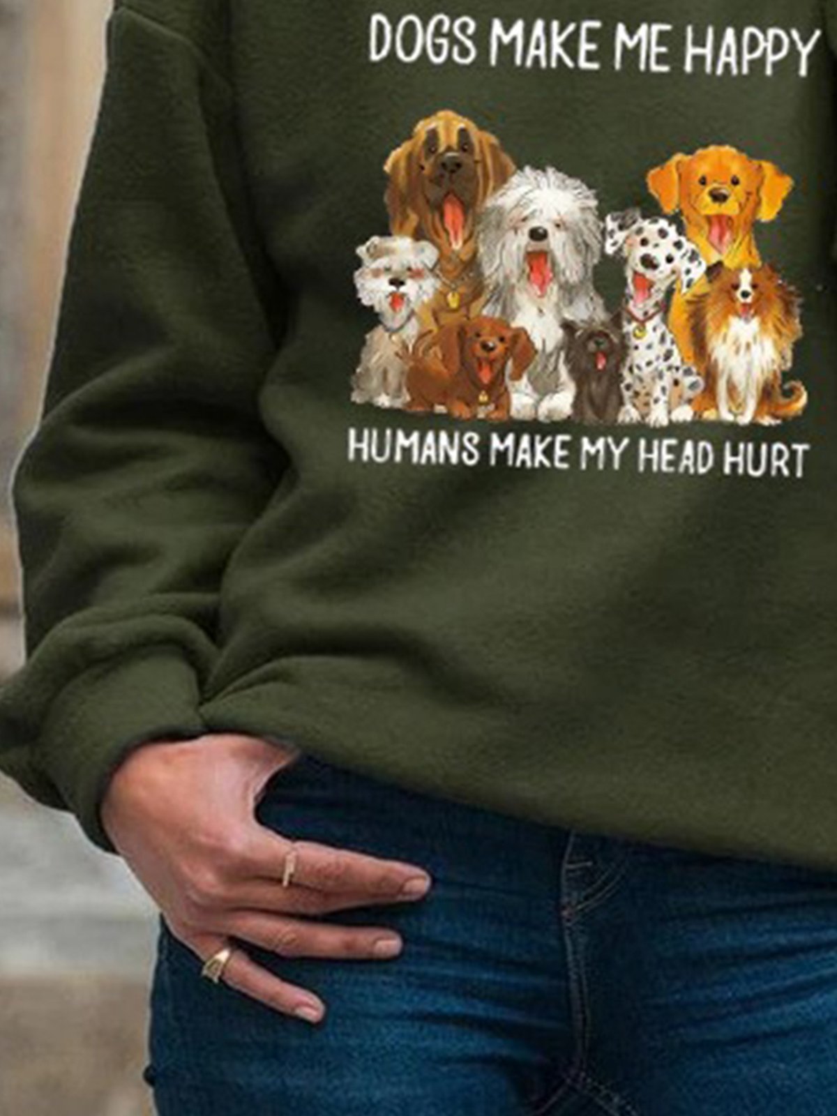 Vintage Hoodie Long Sleeve Statement Dogs Printed Plus Size Casual Sweatshirt