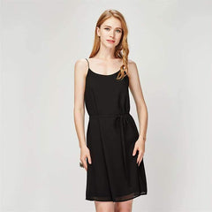 Fashion Pure Round neck Vest Lacing Shift Dresses