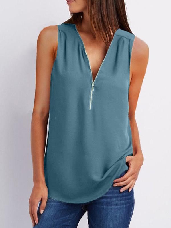 Fashion Loose Daily Chiffon Long Sleeve V Neck Vest