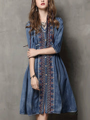 Woman Fashion Skater Denim Dress