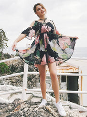 Chiffon Falbala Condole Belted Bohemia Dress