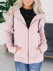 Plain Daily Casual Woman Hooded With Pockets