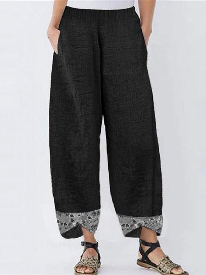 Casual Linen Floral Pants