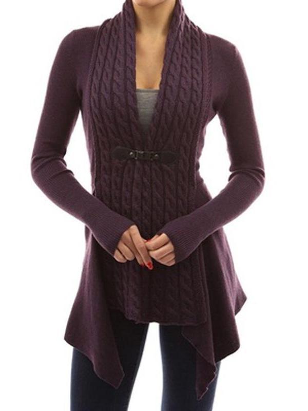 Ribbed Irregular Hem Knitted Cardigan