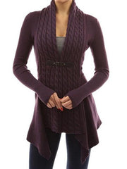 Ribbed Irregular Hem Knitted Cardigan