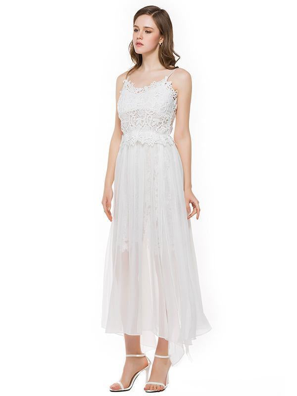 Chiffon Split-side Spaghetti-neck Evening Dress