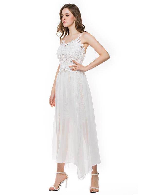 Chiffon Split-side Spaghetti-neck Evening Dress