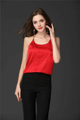 Sexy Backless Pure Round neck Vests