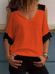 V neck Short sleeve Off Shoulder T-shirts