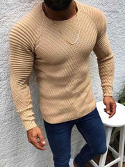 Men's Casual Fashion Slim Round Neck Pullover Sweater