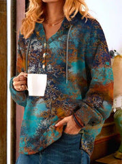 Casual Printed Hooded Loosen Long Sleeve Sweatshirt