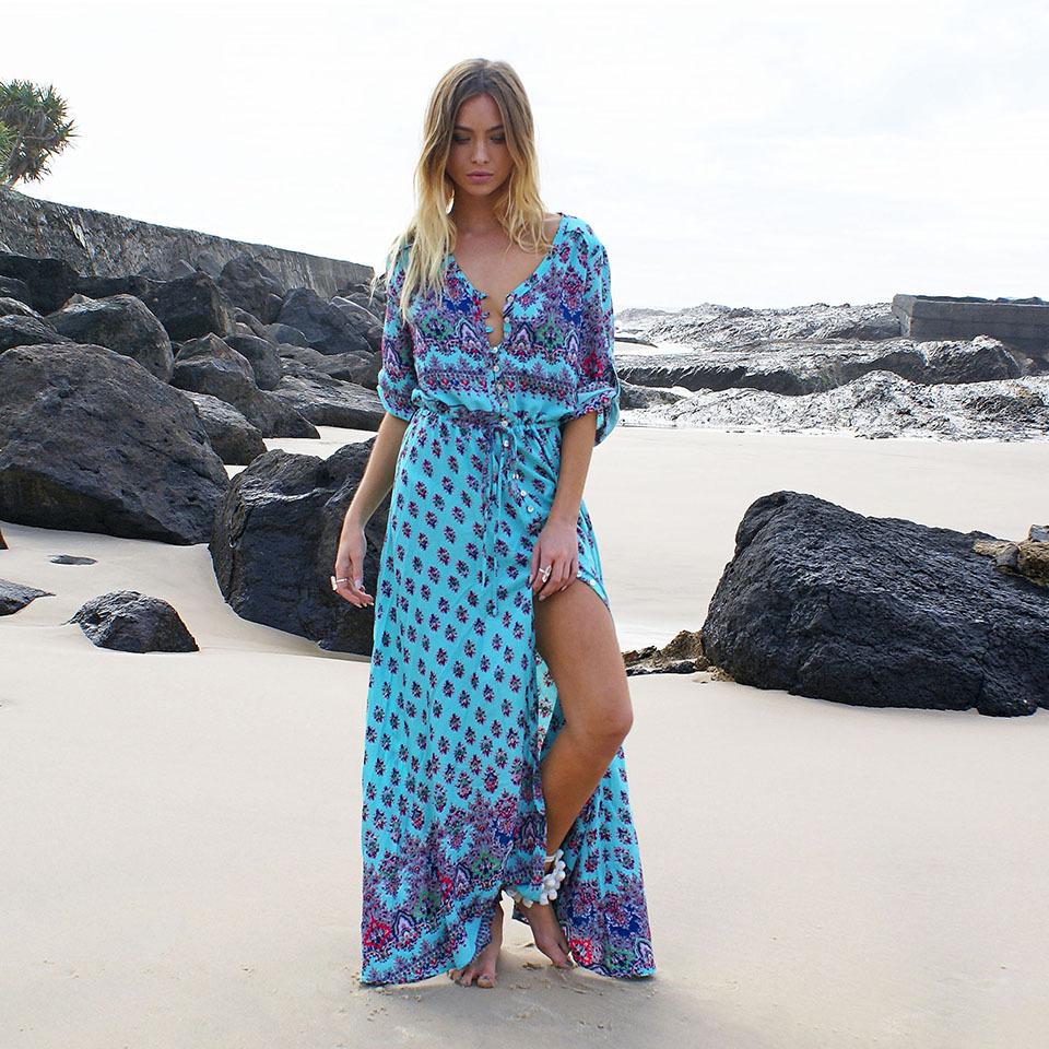 Autumn Bohemia Floral Maxi Dresses