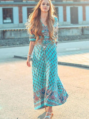 Autumn Bohemia Floral Maxi Dresses